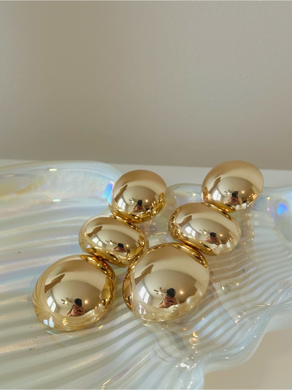 Fashion Jewelry Gold Dome Stud Earrings - Shiny Gold